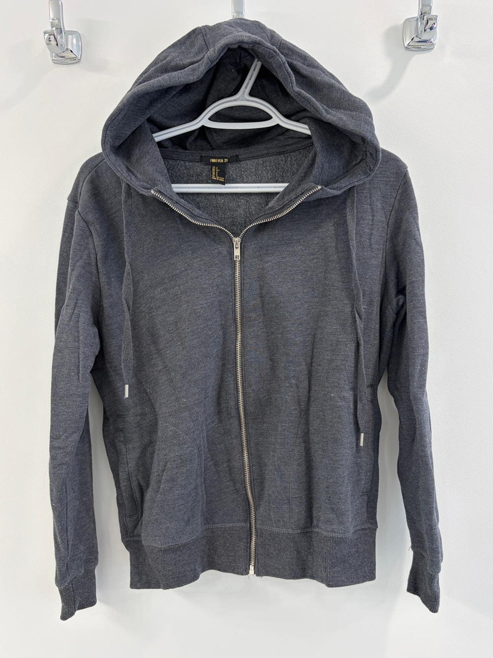 Charcoal Zip-Up Hoodie Sweater - Small